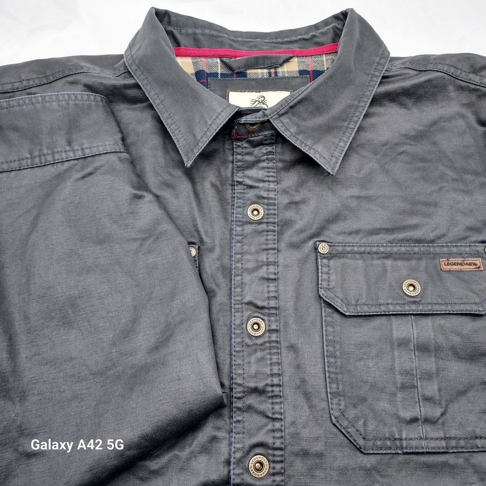 Legendary Whitetails Journeyman Flannel Lined Shirt Jacket Gray Mens XL Canvas